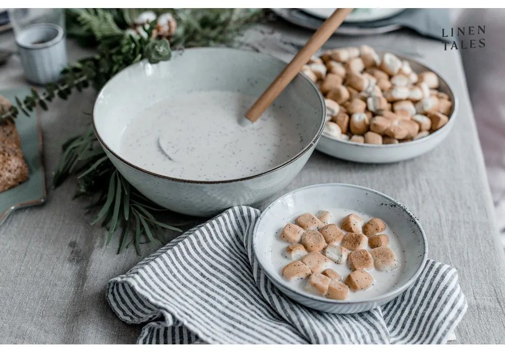 Asciugamano di lino 45x65 cm Thin Black Stripes - Linen Tales