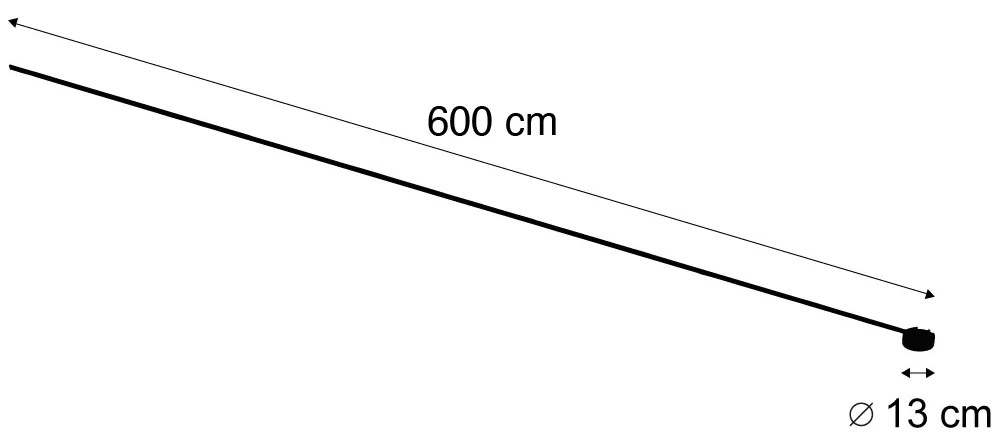 Sistema di binari moderni neri monofase da 600 cm con alimentatore rotondo - Magnetic