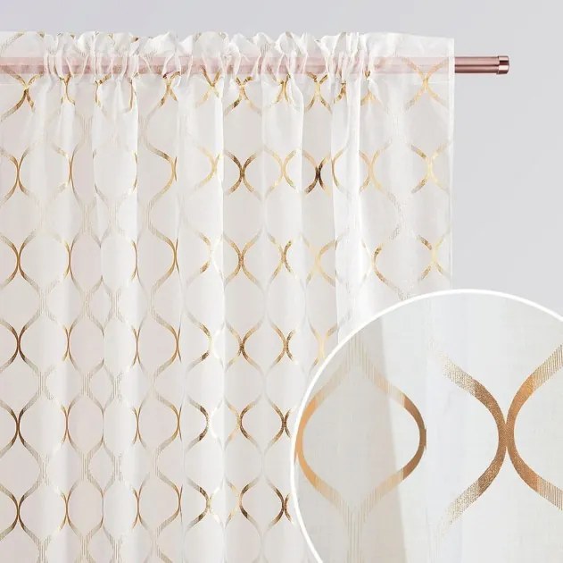Tenda con ornamenti dorati su pieghe 140 x 280 cm