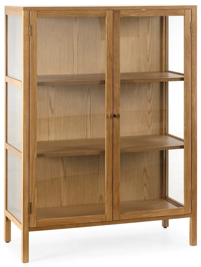 Vetrina di colore naturale con effetto rovere 90x126x40 cm Ceci – MOME