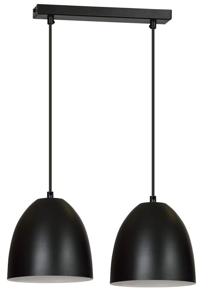 Lampadario 2 Luci Lenox In Acciaio Nero Con Cupole In Nero E Bianco