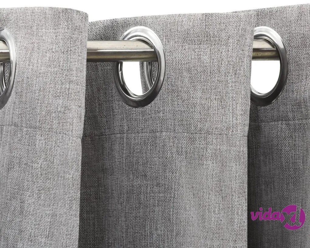 vidaXL Tende Oscuranti Effetto Lino con Occhielli 2pz 140x225cm Grigio