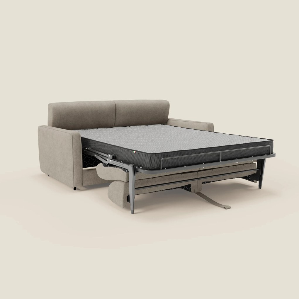 Nivon Divano letto moderno materasso H16 cm con poggiatesta in tessuto impermeabile T25 beige