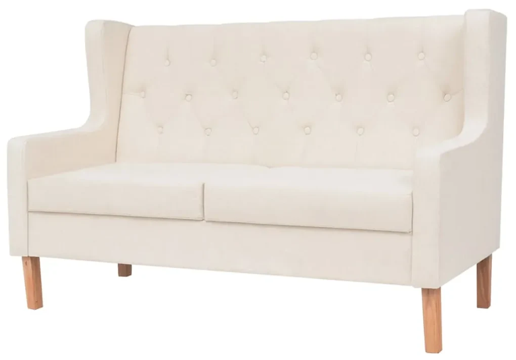 Set divani 2 pz in tessuto bianco crema