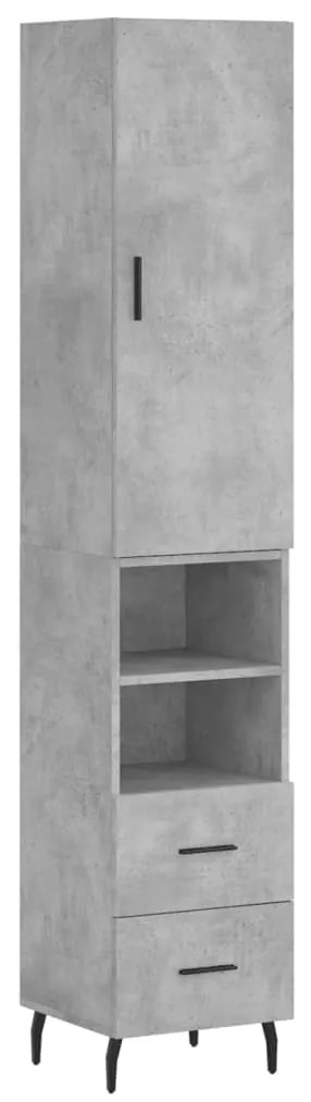 Credenza Grigio Cemento 34,5x34x180 cm in Legno Multistrato