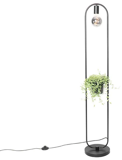 Lampada da terra moderna nera con vetro 25 cm - Roslini