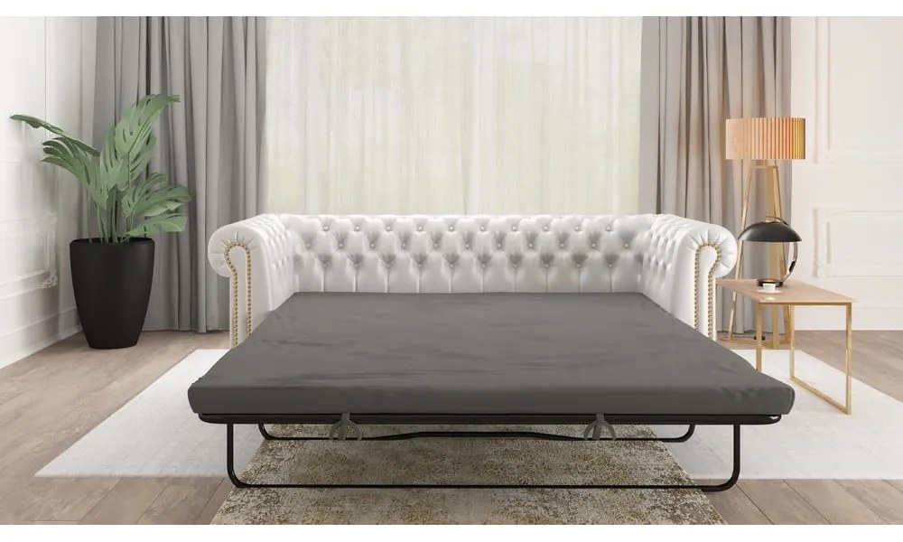 Divano letto bianco in similpelle 203 cm York - Ropez