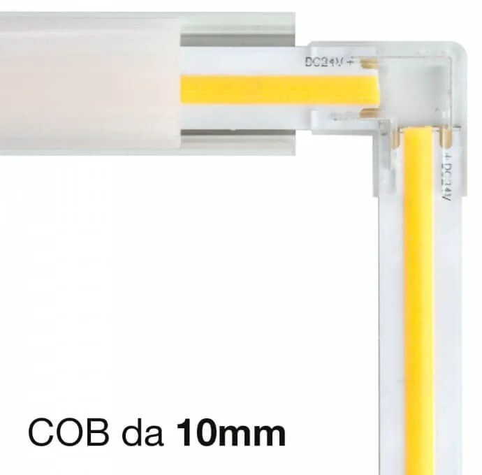 Connettore Angolare per strisce LED COB Monocolore 10mm 2 contatti CF 2PZ Selezionare l'accessorio Accessorio Strisce da 10 mm