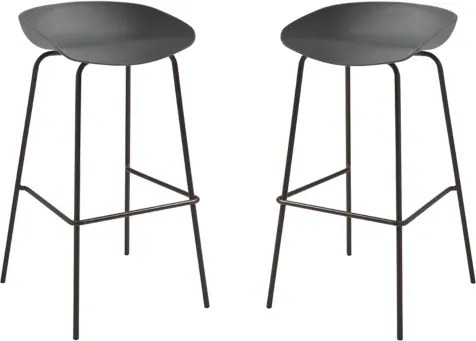 Sgabello in polipropilene Grigio Scuro con struttura in metallo - AGE 2 pezzi