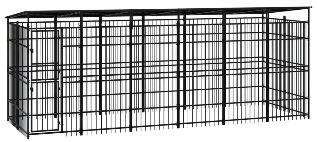 Gabbia Per Cani Da Esterno Con Tetto İn Acciaio 11,06 M² /