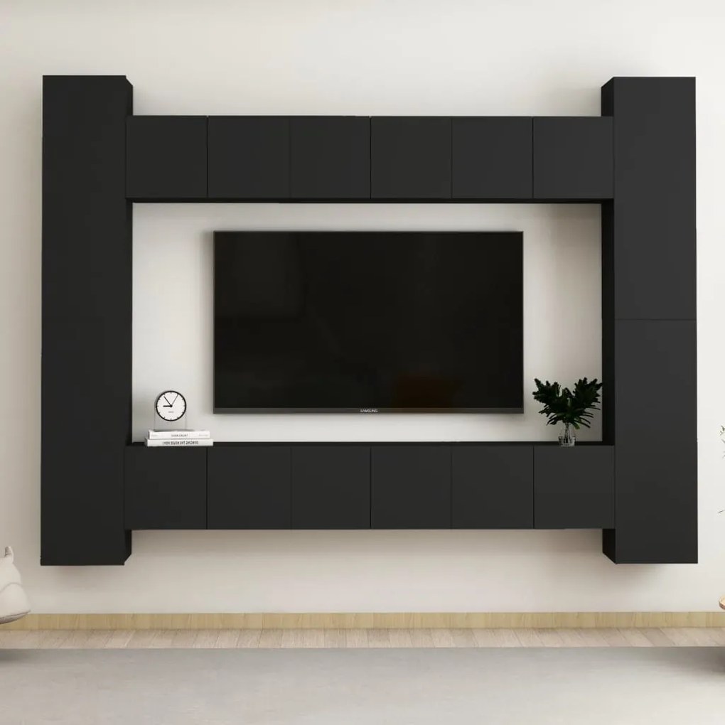 Set mobile tv 10 pz nero in truciolato