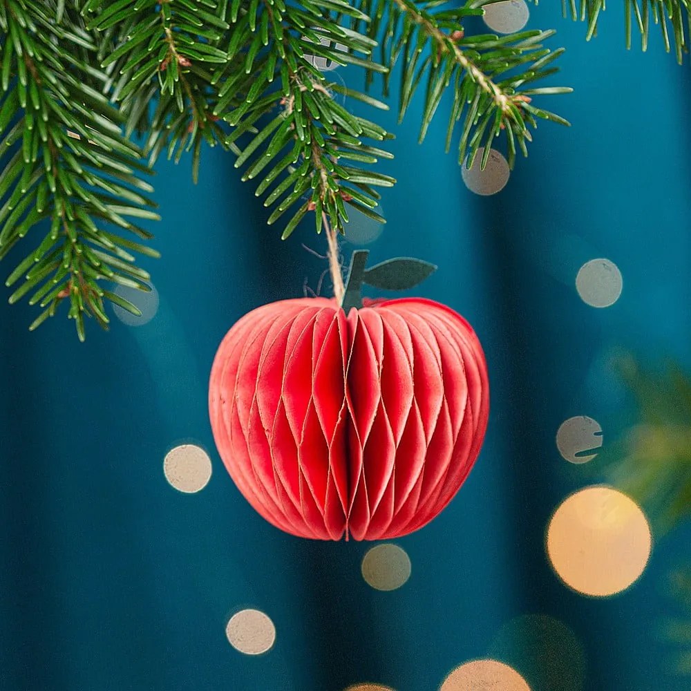Decorazione per albero di natale in carta fatta a mano ø 8 cm Honeycomb Apple – Sass &amp; Belle