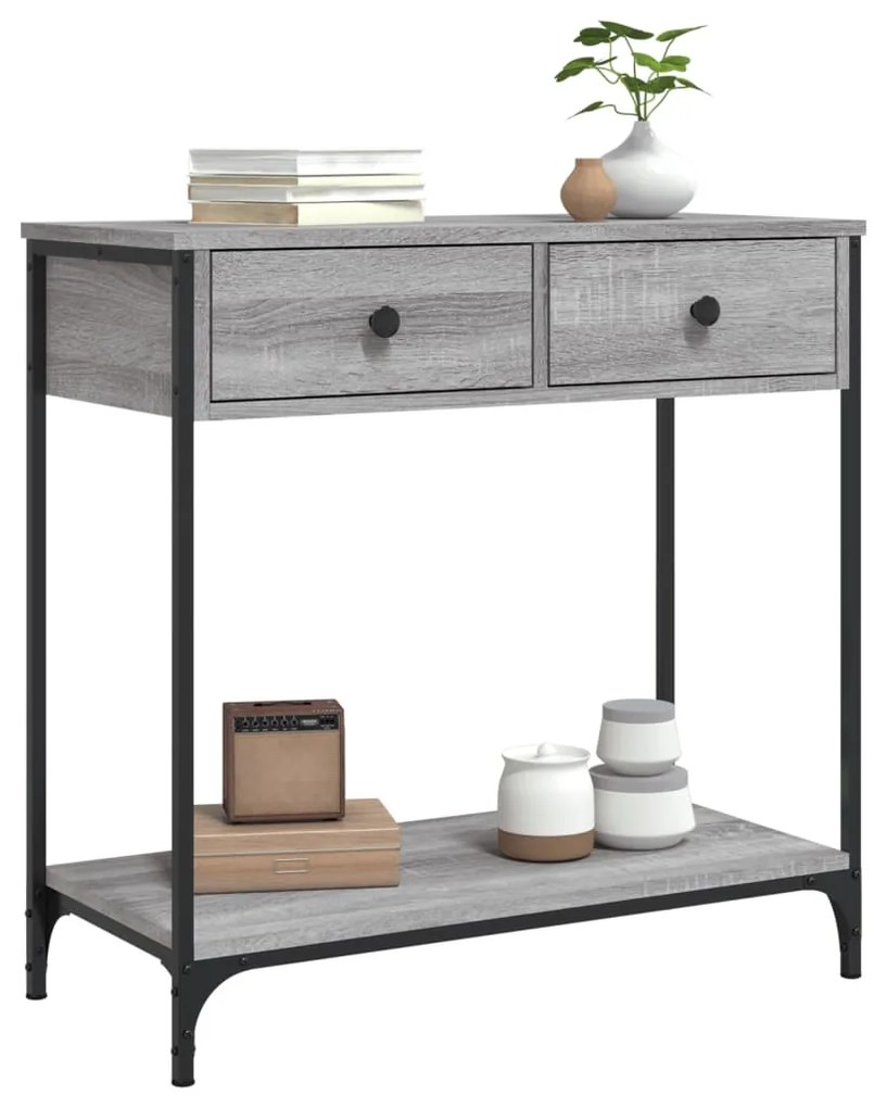 Tavolino consolle grigio sonoma 75x34,5x75cm legno multistrato