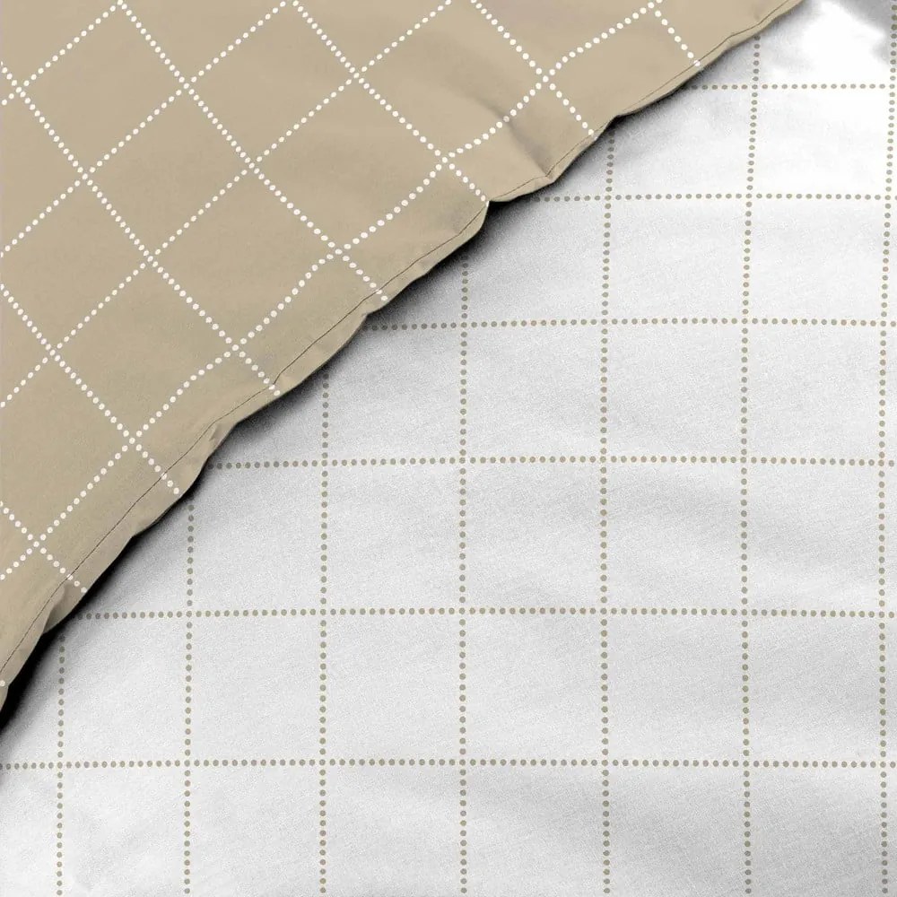 Set copripiumino e federa bianco/beige in cotone per letto matrimoniale 200x200 cm Cadria – douceur d'intérieur