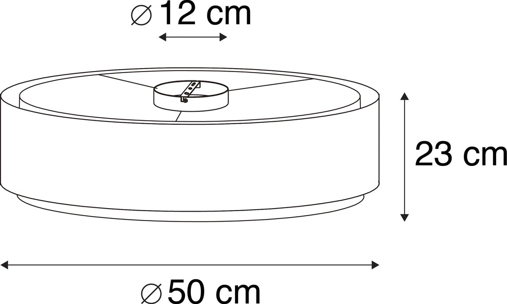 Plafoniera moderna nera con bianco 50 cm 3 luci - Drum Duo