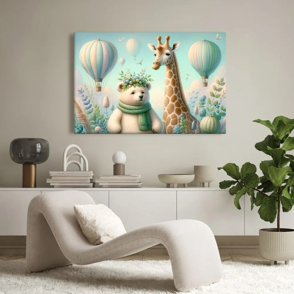 Quadro su tela – Orsetto e giraffa