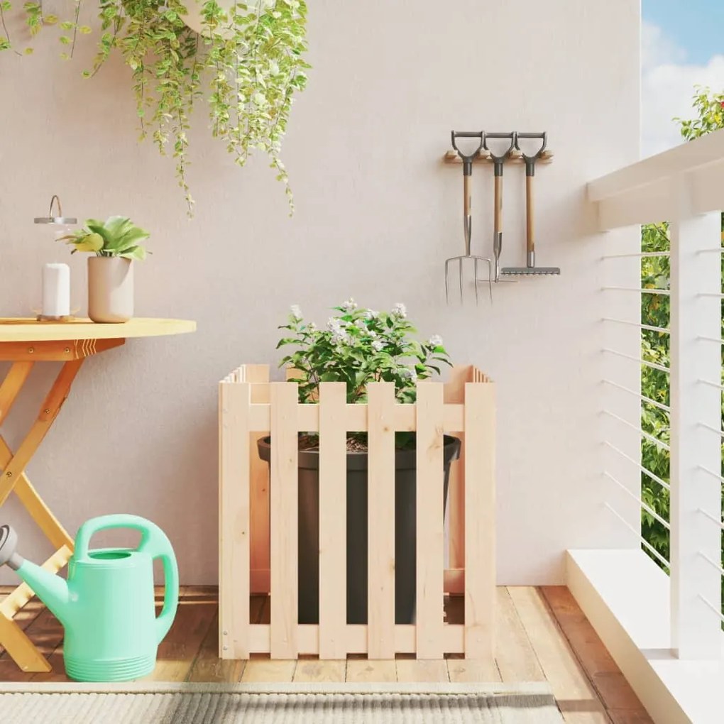 Fioriera Giardino Design A Recinzione 60x60x60 Cm Massello Pino /