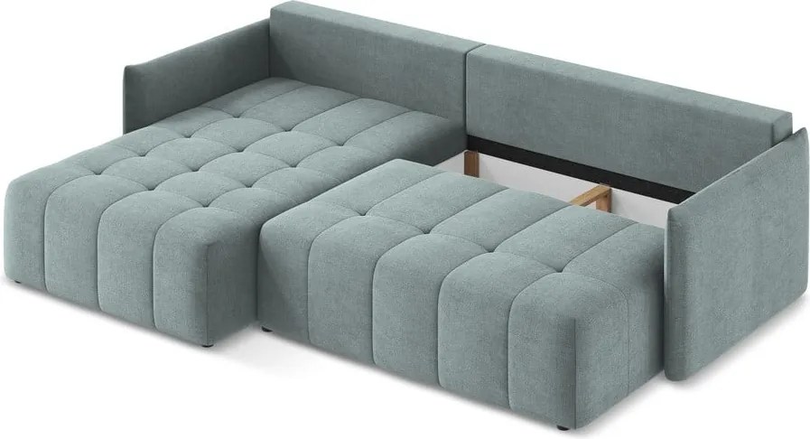 Divano angolare blu allungabile/con contenitore (con penisola a sinistra/con chaise lounge) Moku – Makamii