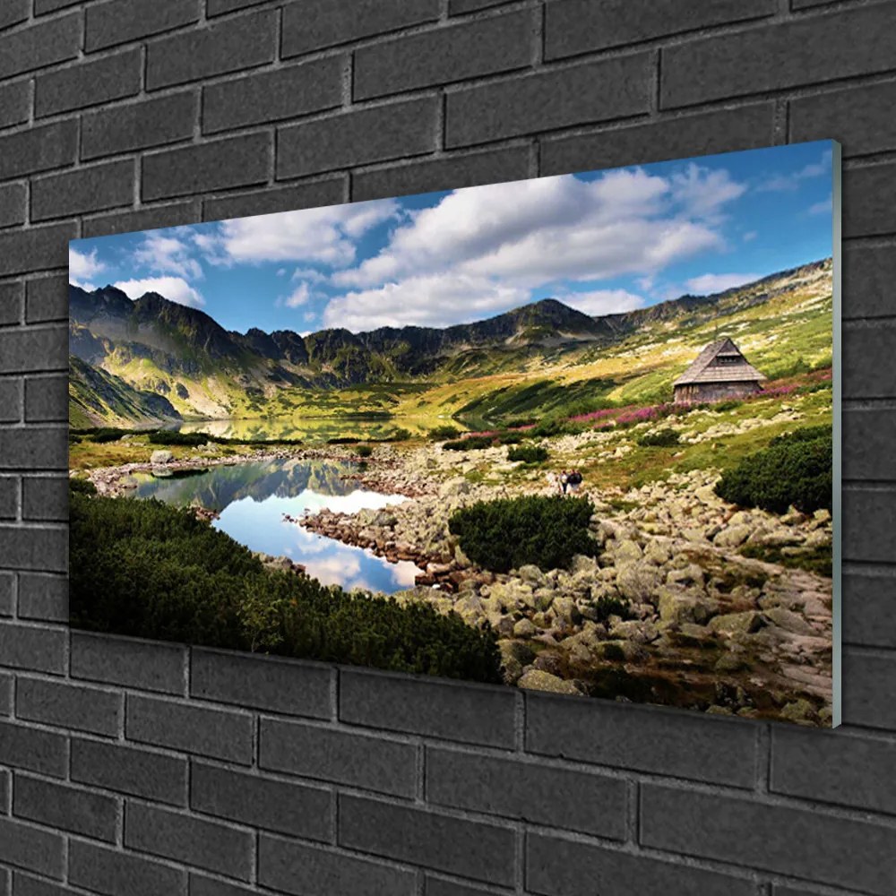 Quadro in vetro Paesaggio del lago di montagna 125x50 cm