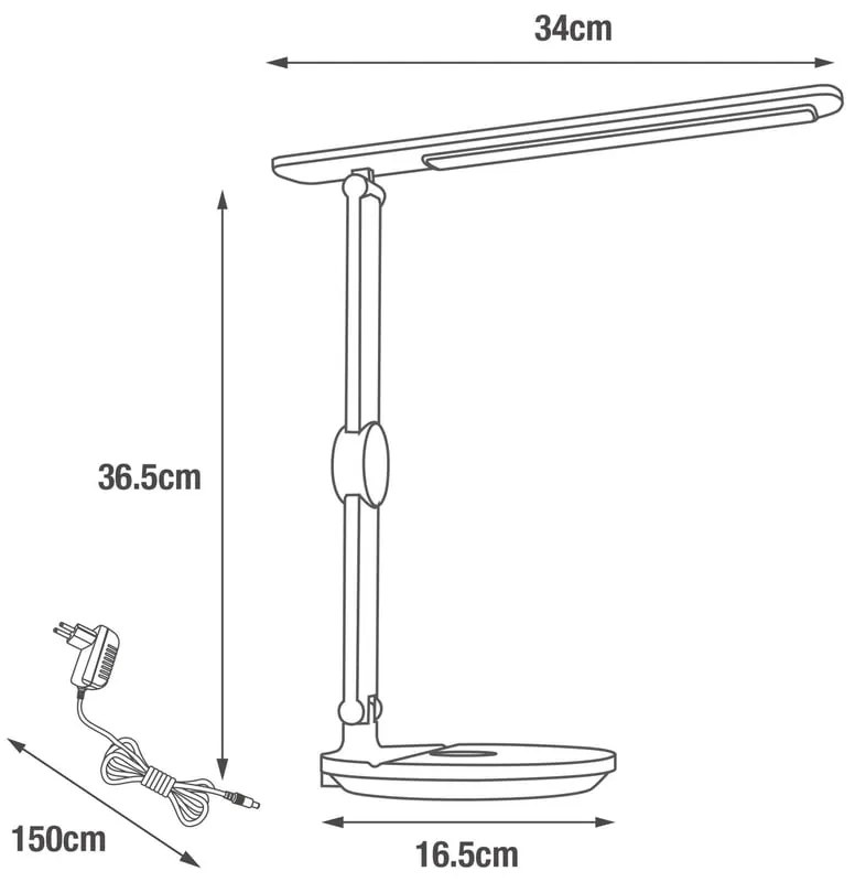 Lampada da scrivania LED design Alex touch bianco, luce con 3 temperature di colore 1000 LUMEN, INSPIRE