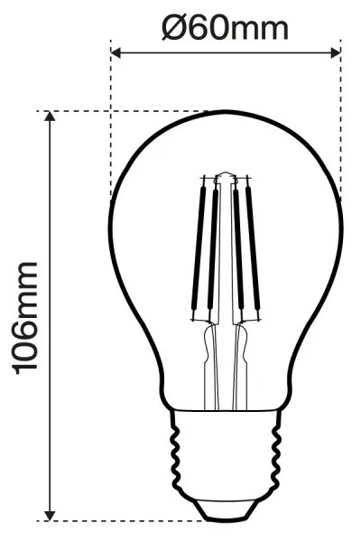 Lampada LED E27 8W a Filamento 140lm/W, No Flickering - A60 Colore  Bianco Naturale 4.000K