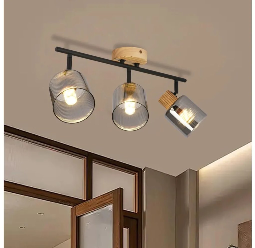 Brilagi - Faretto HYGGE 3xE14/15W/230V legno di caucciù/fumé