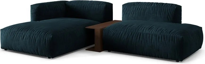 Divano angolare componibile blu scuro (con penisola a sinistra/con chaise lounge) con rivestimento in velluto Martina – Micadoni