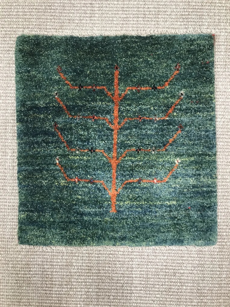 Gabbeh Tappeto 40 x 40 Verde (Iran) Annodato A Mano