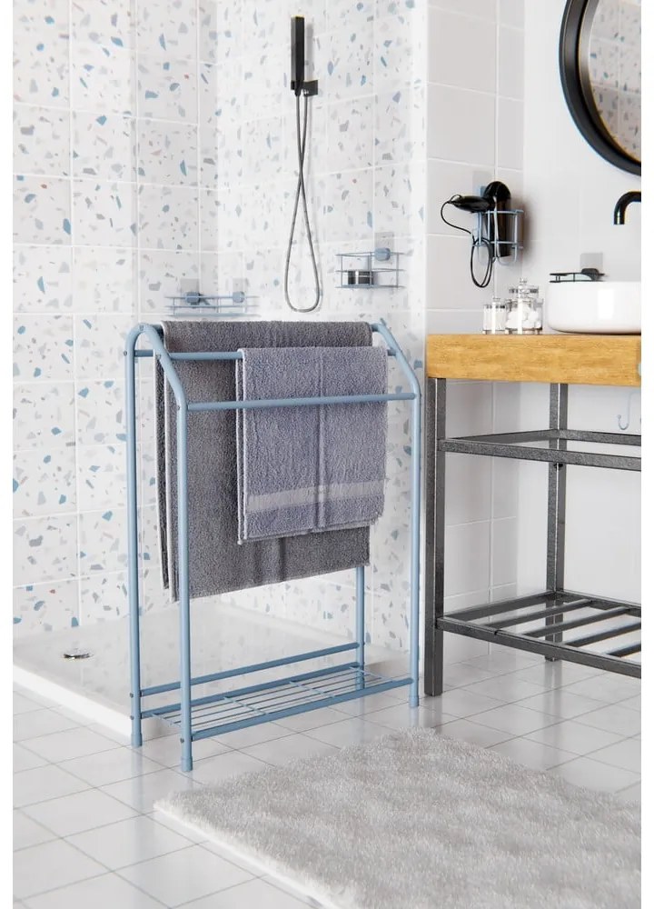 Scaffale da bagno autoportante in metallo azzurro Grena - Compactor