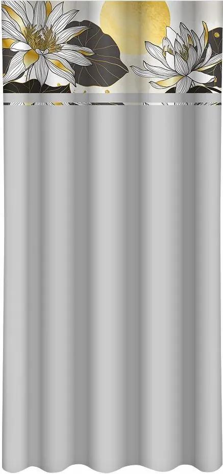 Tenda classica grigio chiaro con stampa di fiori di loto Larghezza: 160 cm | Lunghezza: 250 cm
