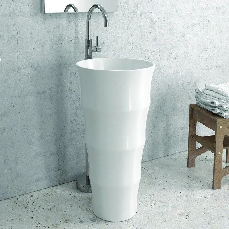 Kamalu - lavabo da terra freestanding design cilindrico bianco | litos-l42