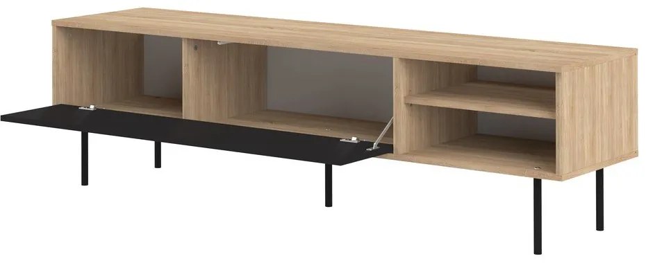 Tavolo TV in rovere decorato in nero-naturale 165x40 cm Ampère - TemaHome