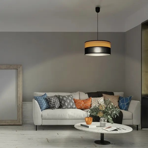 Lampadario a cavo ALBA 1xE27/15W/230V Ø 45 cm nero/marrone