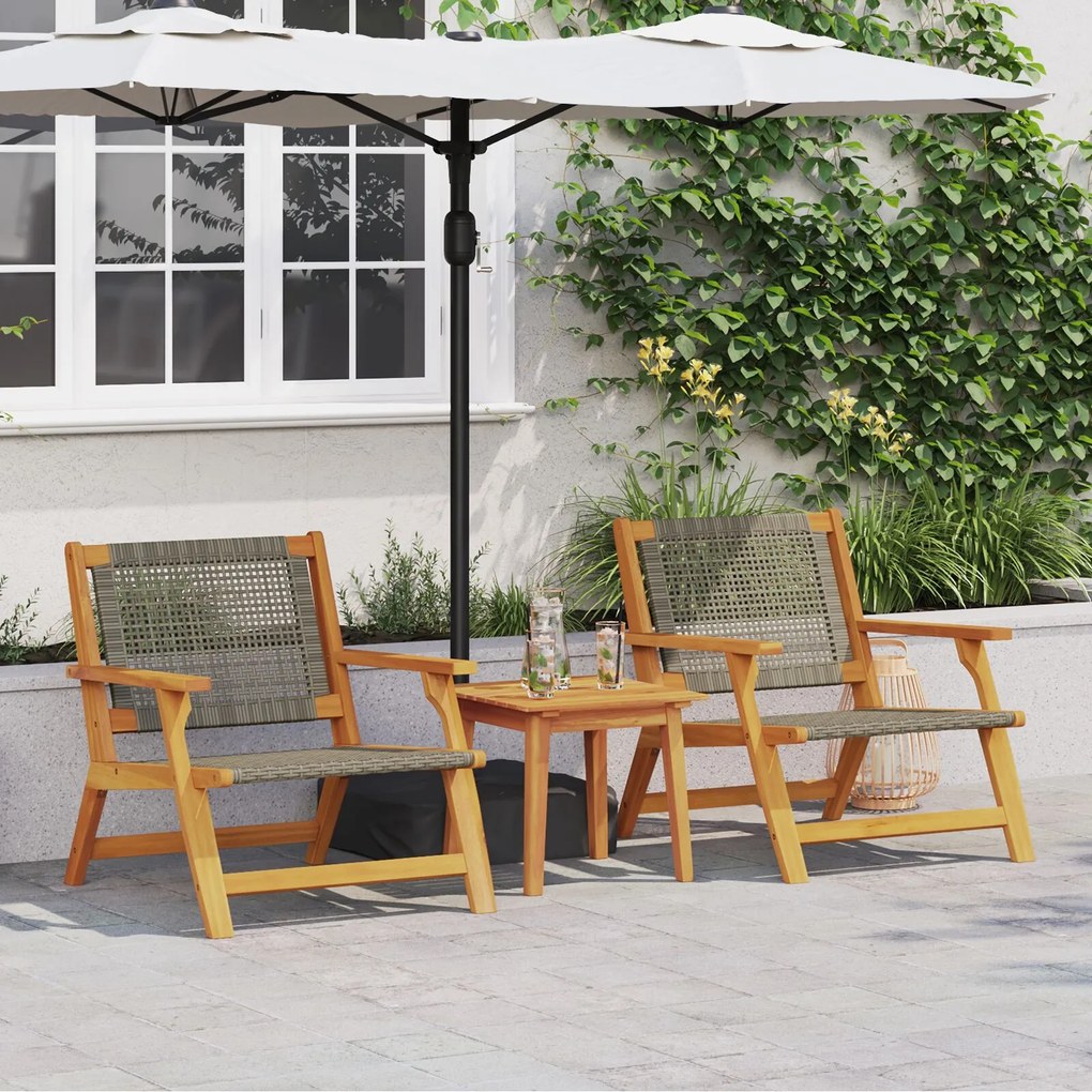 Set da giardino : 3 pezzi in legno massello di acacia, grigio