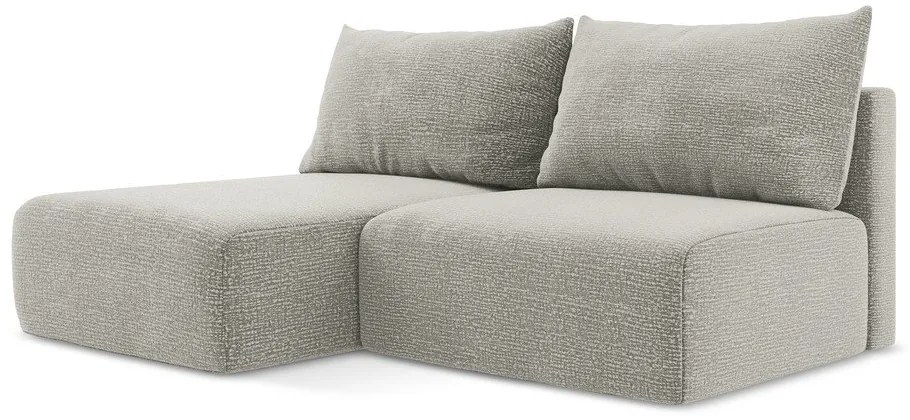 Divano angolare grigio chiaro allungabile/con contenitore (con penisola a sinistra) Kalena – Makamii