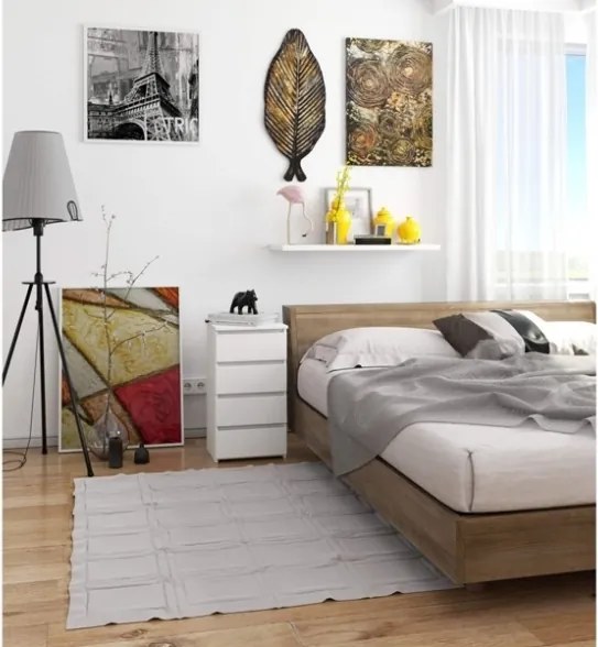 Cassettiera Moderna 40x35x74 Cm 4 Cassetti Bianco Opaco Artika