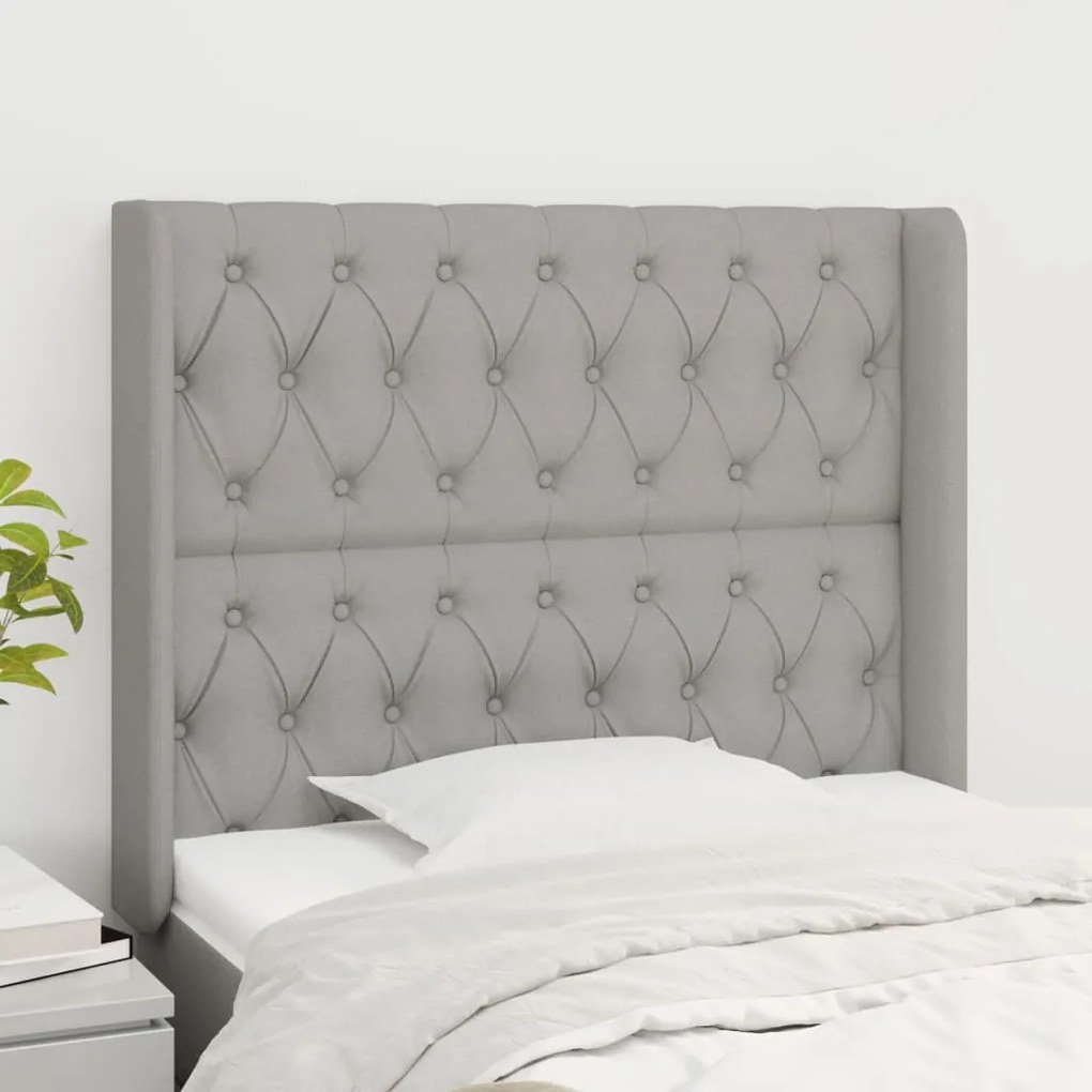 Testiera Ad Orecchio Grigio Chiaro 93x16x118/128 Cm İn Tessuto /