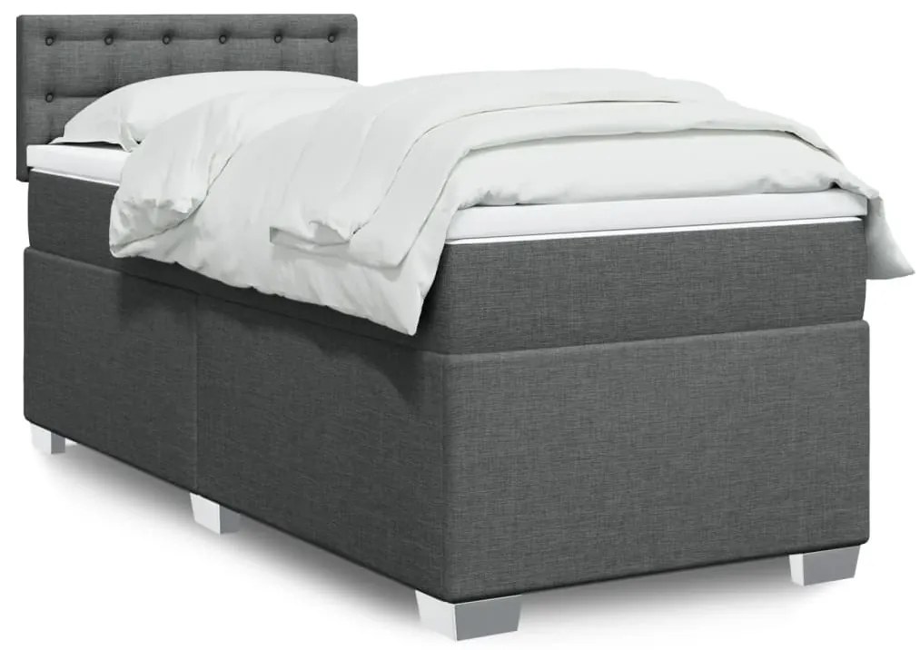 Giroletto A Molle Con Materasso Grigio Scuro 90x200 Cm Tessuto /