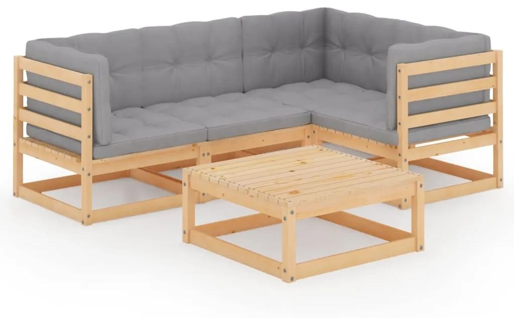 Set Divani da Giardino 6 pz con Cuscini Legno Massello di Pino