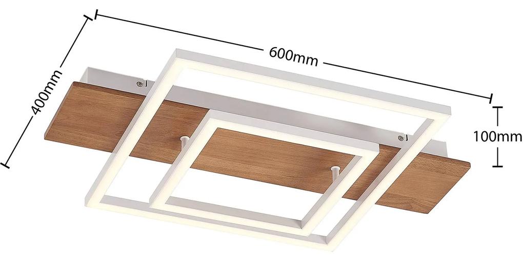Lucande Chariska LED plafoniera legno bianco 60 cm