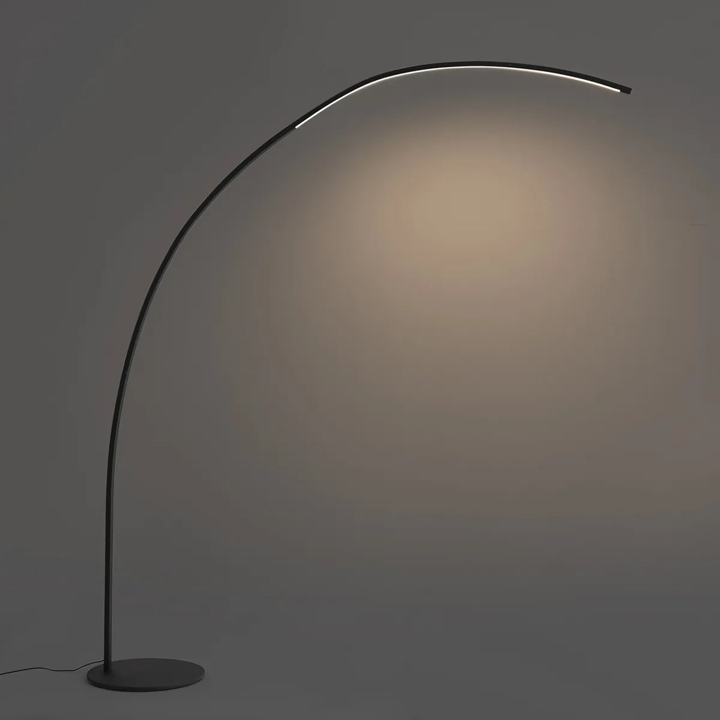 Lampada ad arco moderna nera con LED e dimmer touch - Arlow