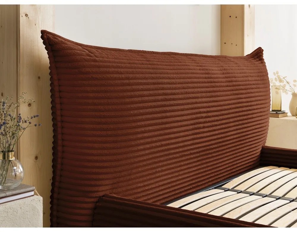 Letto matrimoniale color mattone imbottito con spazio contenitivo con griglia inclusa 180x200 cm Jade – Bobochic Paris