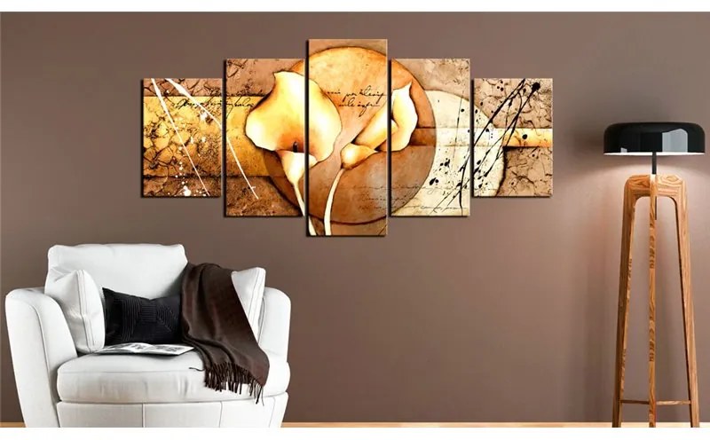 Quadro Mistero di Calla  Oro  Colore Beige, Dimensioni e Misure 100x50