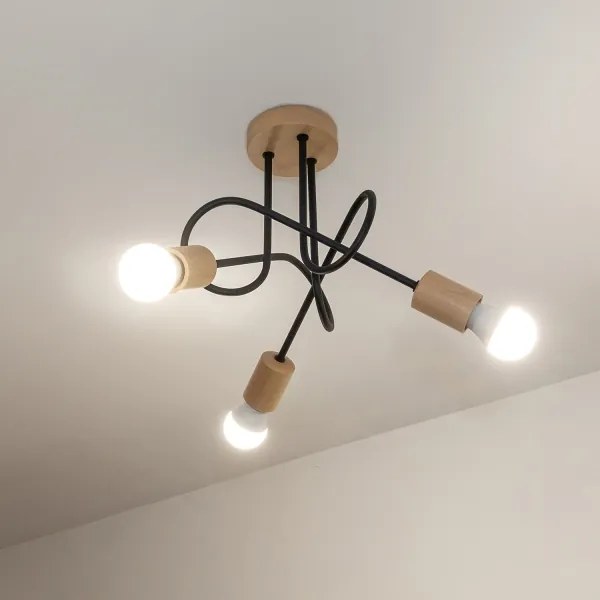 Plafoniera OXFORD 3xE27/15W/230V pino/nero