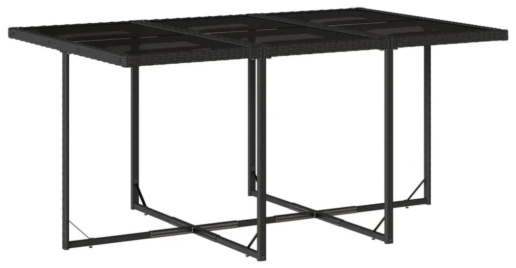 Set da pranzo da giardino 11 pz con cuscini in polyrattan nero