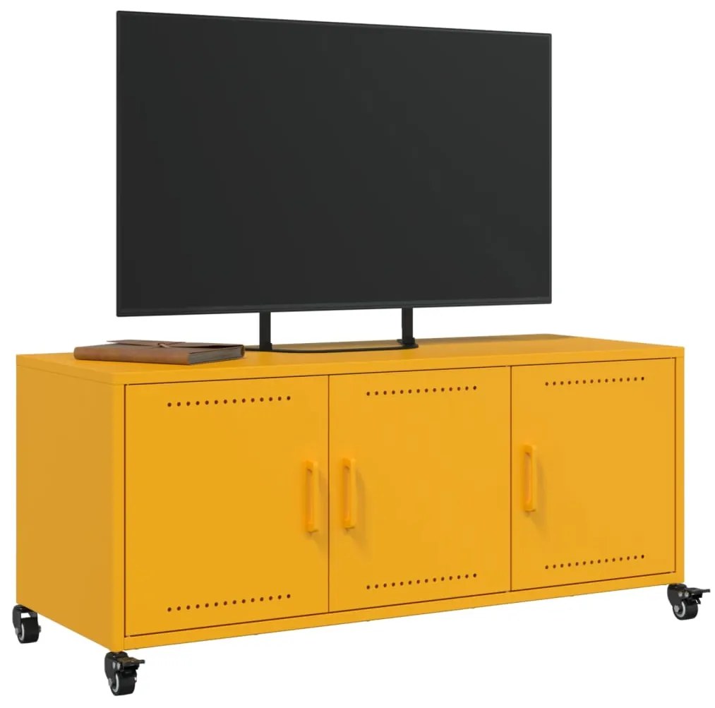 Mobile tv giallo senape 100,5x39x43,5 cm in acciaio