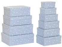 Set di Scatole per Sistemare Impilabili DKD Home Decor Bianco Blu cielo Per bambini Cartone (43,5 x 33,5 x 15,5 cm)