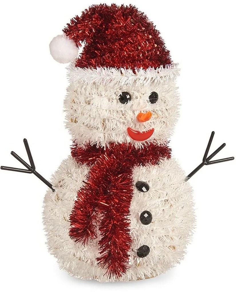 Statua Decorativa Pupazzo di Neve Tinsel Bianco Rosso polipropilene PET 24 x 26 x 14 cm (9 Unità)