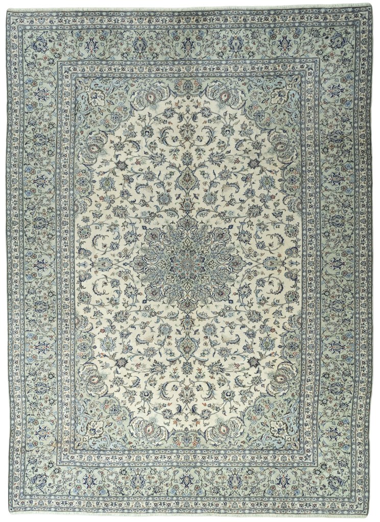 Kashan Tappeto 290x400 Beige (Iran) Annodato A Mano