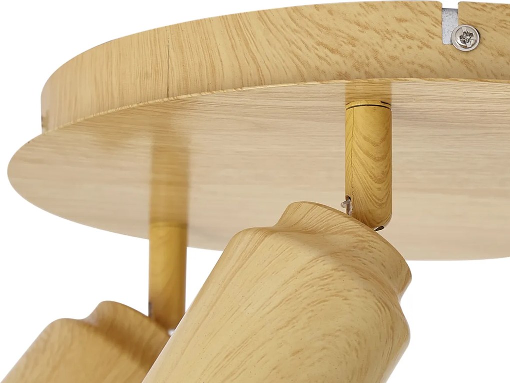 Plafoniera Japandi in legno chiaro con faretti orientabili 3 luci IP44 - Ducha
